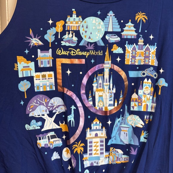 Walt Disney World 50th Anniversary All Parks Tank with Tie, Women Plus Size 2XL - Picture 2 of 10